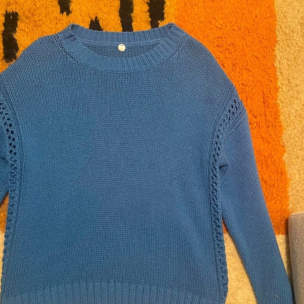 Margaret O’Leary blue knit oversized sweater medium